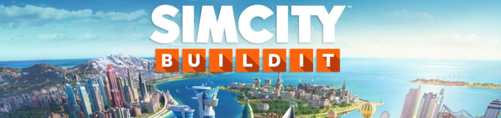 Modelo de Bullets para Simplifica (1) Imagem de SimCity BuildIt com cidade e paisagem.