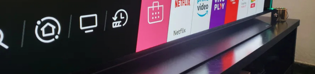 Modelo de Bullets para Simplifica (1) Tela de TV com ícones de aplicativos de streaming