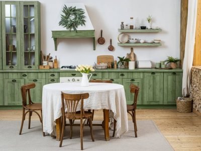 belo design de interiores de cozinha verde