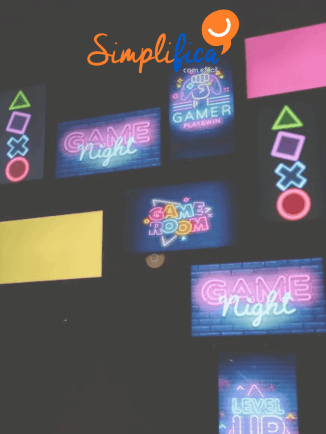 Decoração de noite de jogos com neon