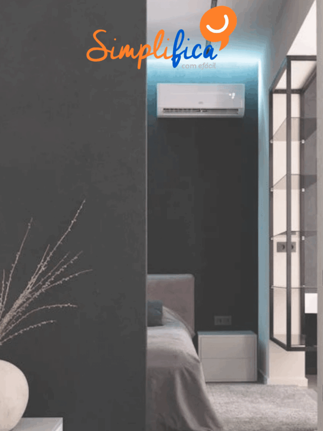 Quarto moderno com ar-condicionado e decoração minimalista