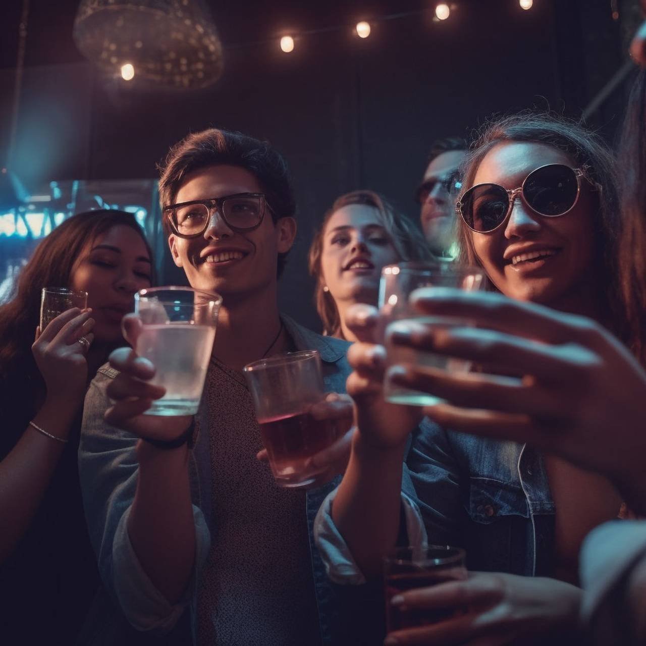 jovens adultos despreocupados aproveitam a vida noturna em um clube de entretenimento multiétnico