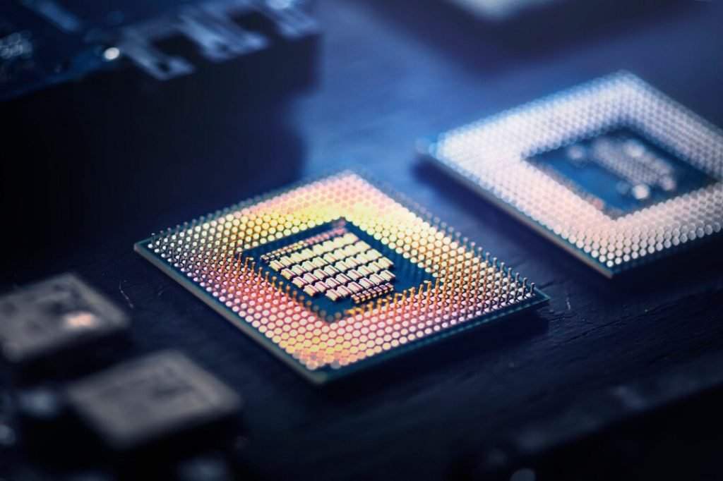 fundo de microchip inteligente em uma tecnologia de close up da placa mae 53876 124723 Close-up de chips de computador em placa-mãe