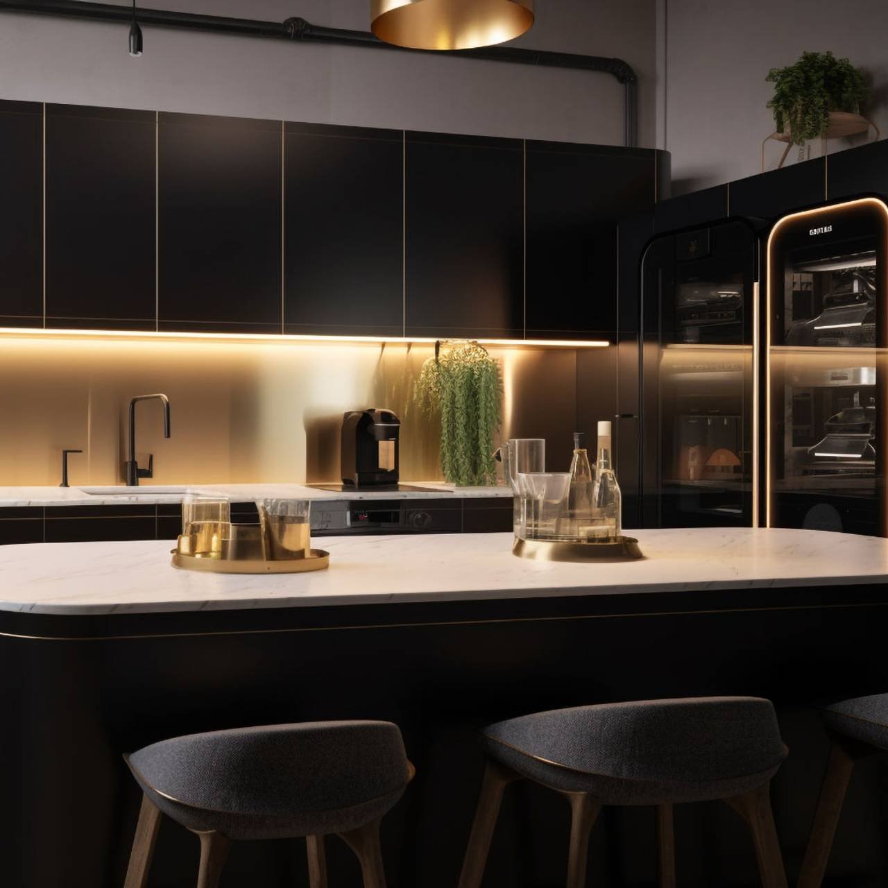 elegancia e luxo na cozinha domestica moderna gerada