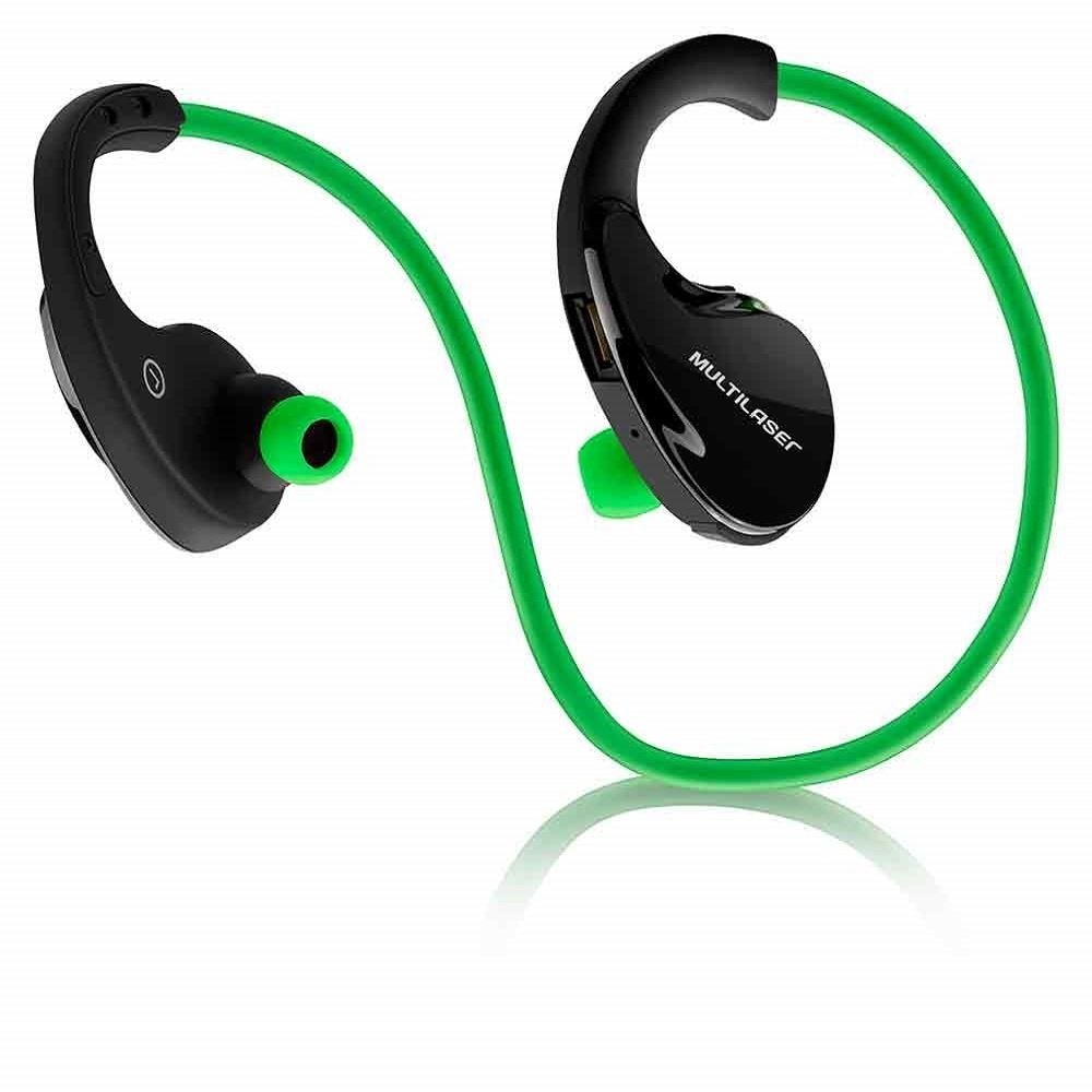 Fone de ouvido arco sport blotooth da Multilaser, hastes na cor verde