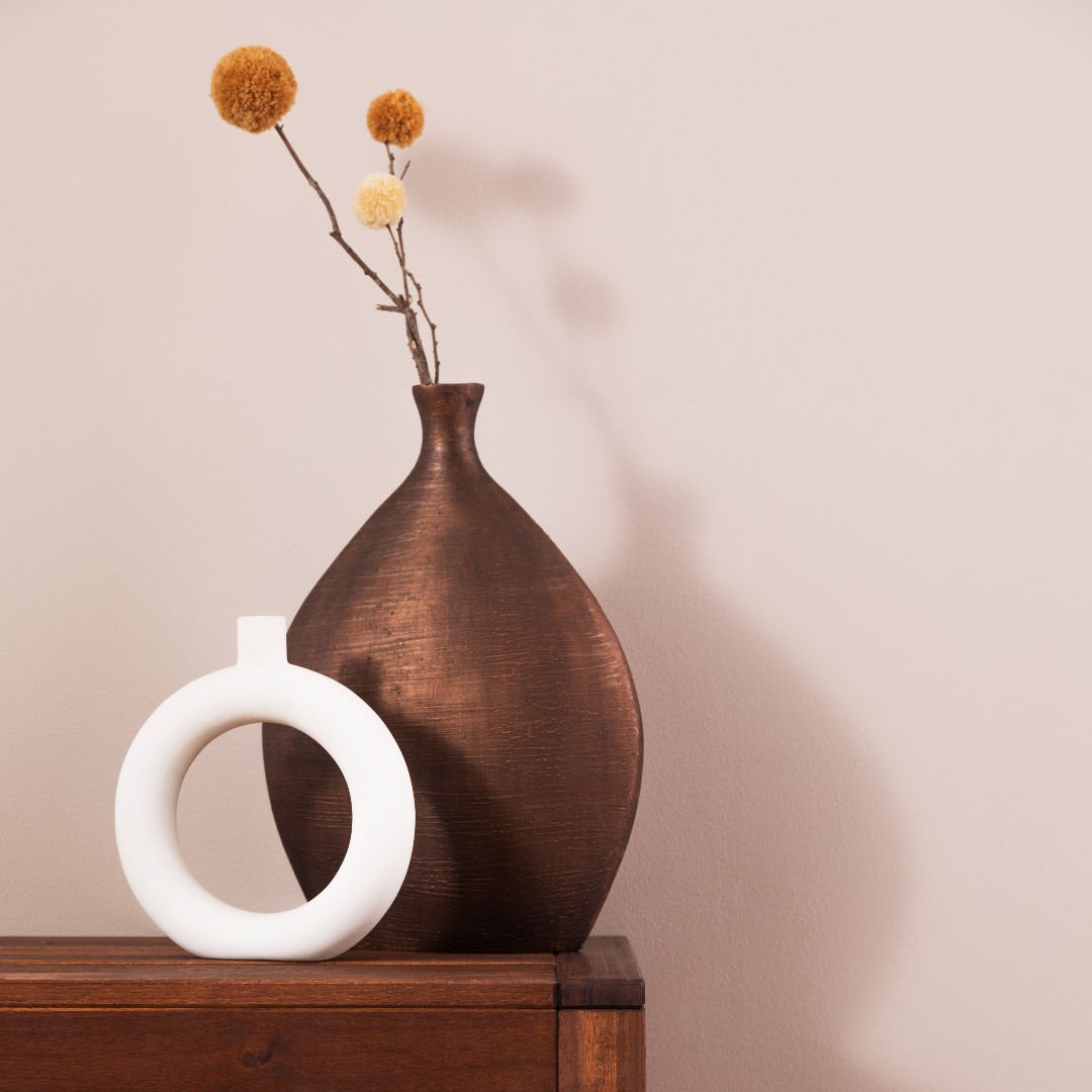 pompons decorativos usados para vaso decorativo
