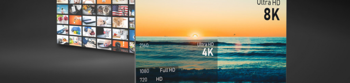 Tela com opções de resolução de imagem em Ultra HD